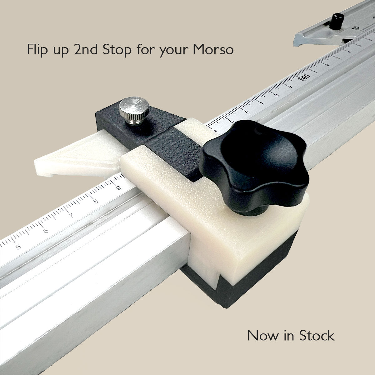 Flip up production stop for morso guilotines