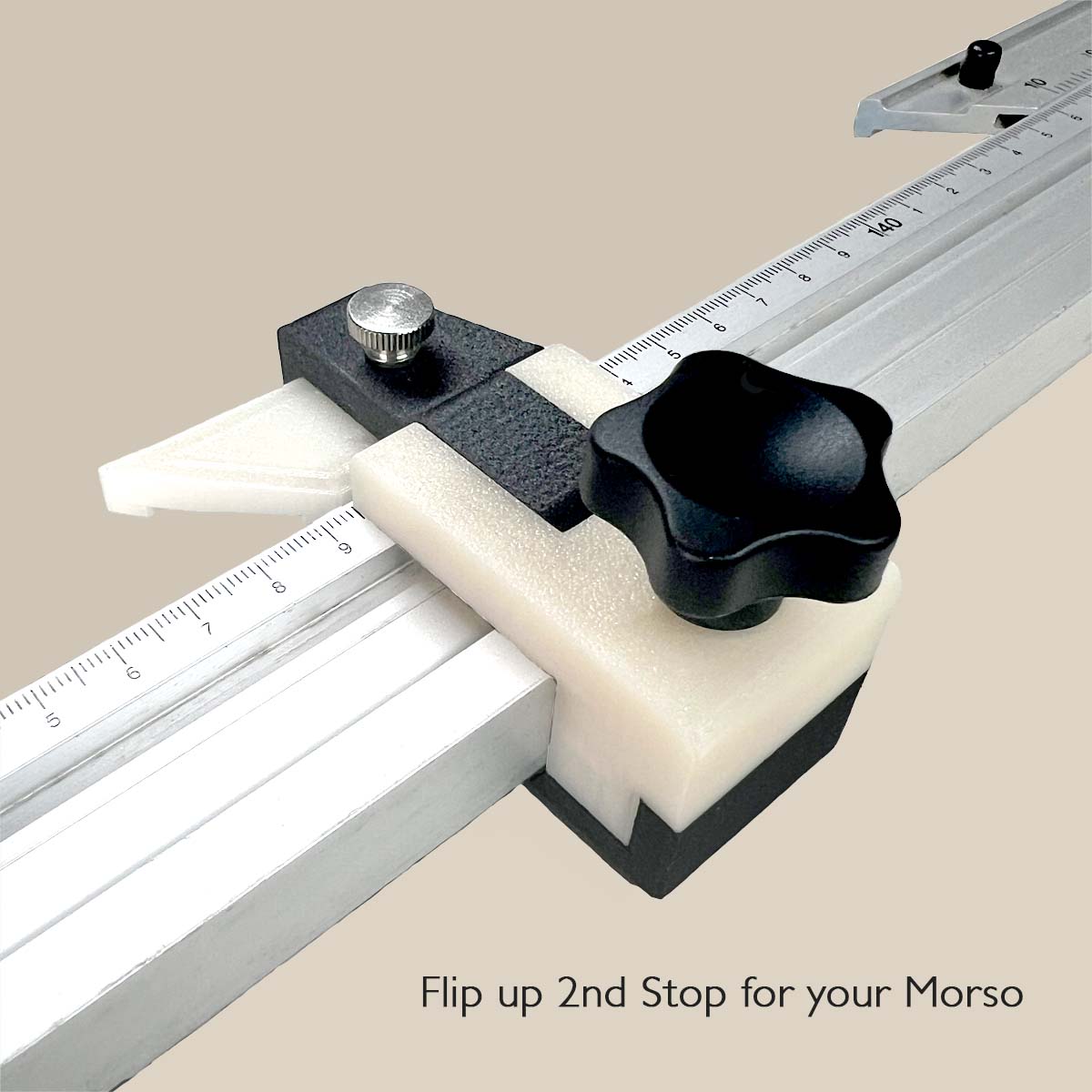 Flip up production stop for morso guillotines